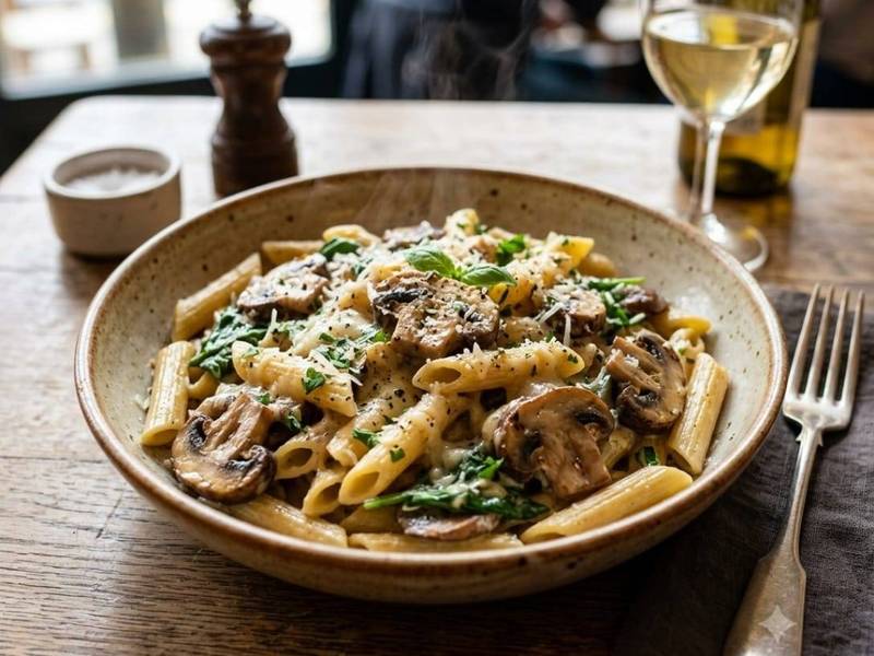 Cheese Mushroom Penne Pasta